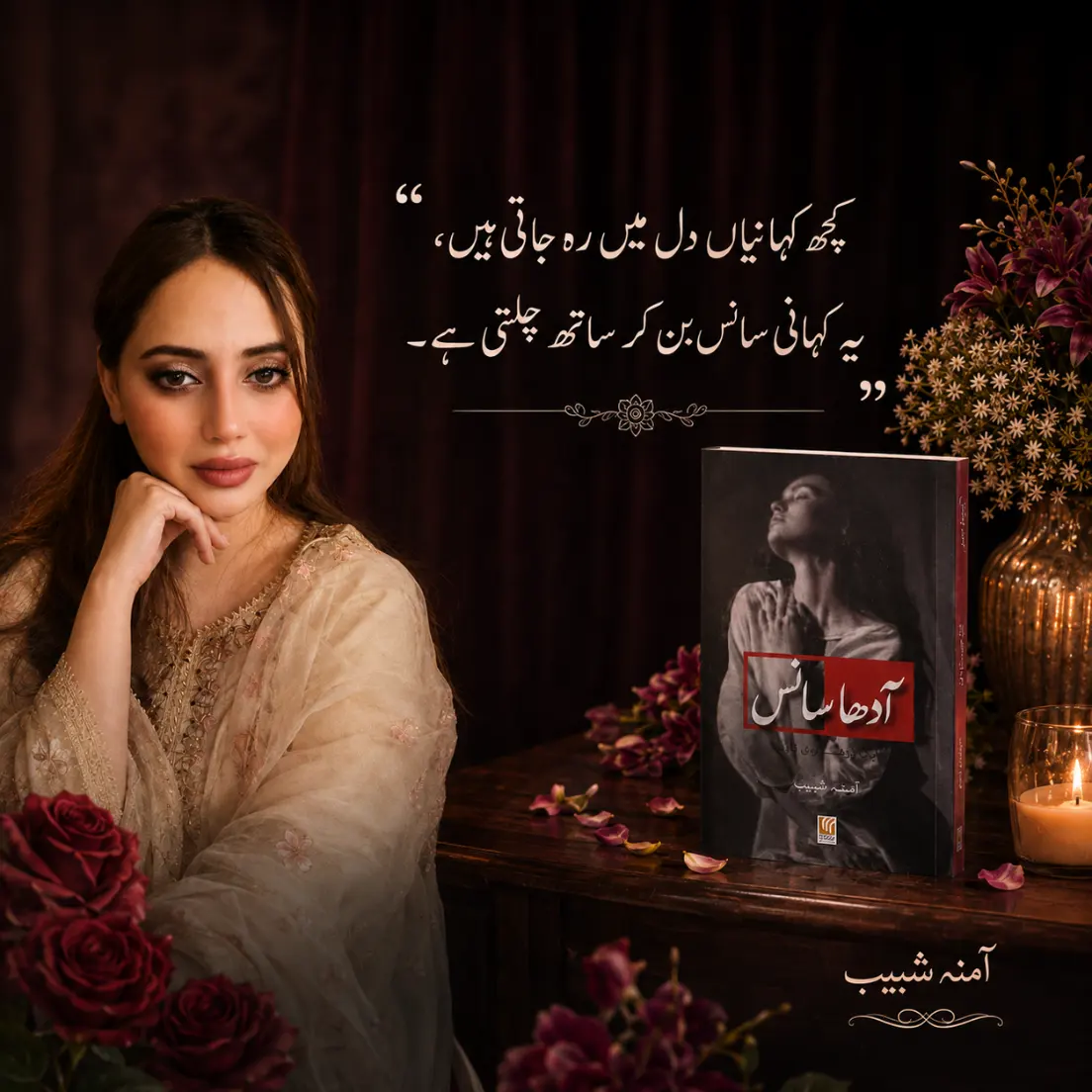 Amna Shabib, Pakistani novelist, poet and screenwriter, author of the debut novel Aadha Saans